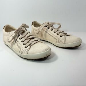Taos Star Burst Sneakers Womens 7.5 Beige Canvas Comfort Lace Up